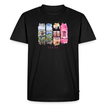 Texas Travel – Longhorn & Cowboy Spirit - Men's Premium Organic T-Shirt - black - Front - Nico (187cm)