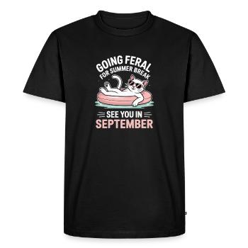 Professeur des vacances d’été du chat drôle qui devient sauvage - T-shirt Premium bio Homme - noir - Devant - Nico (187cm)