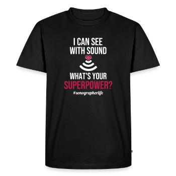 Superpuissance de la sonographie : voir avec le son - T-shirt Premium bio Homme - noir - Devant - Nico (187cm)