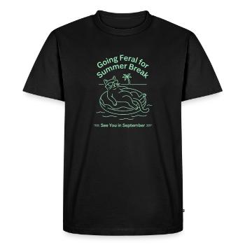 Professeur des vacances d’été du chat drôle qui devient sauvage - T-shirt Premium bio Homme - noir - Devant - Nico (187cm)