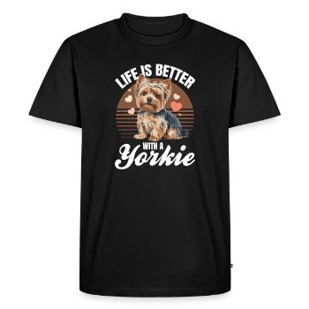 Yorkshire Terrier Yorkshire Race de chien Yorkshire - T-shirt Premium bio Homme - noir - Devant - Nico (187cm)