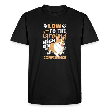 Short Legs, Tall Setting, Corgi - Men's Premium Organic T-Shirt - black - Front - Nico (187cm)