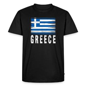 Brushstroke Flag Greece - Men's Premium Organic T-Shirt - black - Front - Nico (187cm)