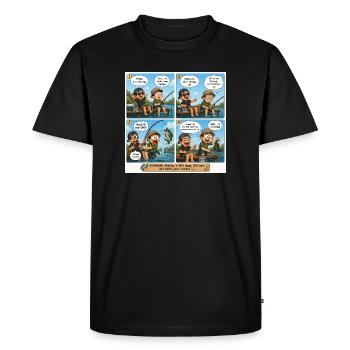 Une bande dessinée de pêche relaxante : leçon de grande prise - T-shirt Premium bio Homme - noir - Devant - Nico (187cm)