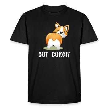 T’as des Corgi ? Corgi-Po espiègle - T-shirt Premium bio Homme - noir - Devant - Nico (187cm)