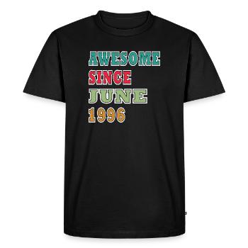 Colorful Retro Typo: Awesome since June 1996 - Men's Premium Organic T-Shirt - black - Front - Nico (187cm)