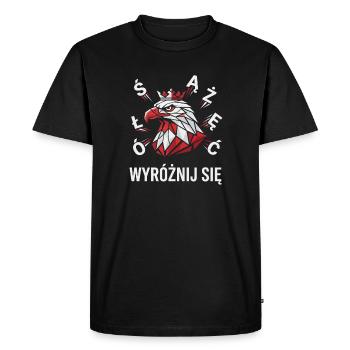 Fierté de Pologne Aigle Blanc Wyróżnij Się - T-shirt Premium bio Homme - noir - Devant - Nico (187cm)