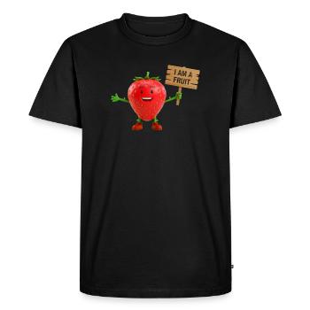 Strawberry with a sign - Men's Premium Organic T-Shirt - black - Front - Nico (187cm)