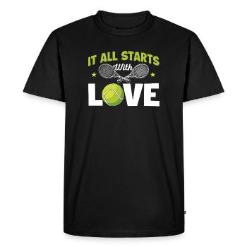 It All Starts With Love Tennis Humor - Men's Premium Organic T-Shirt - black - Front - Nico (187cm)