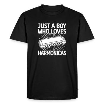 Harmonica Musican Just A Boy Who Loves Harmonica - Men's Premium Organic T-Shirt - black - Front - Nico (187cm)