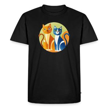 Circle Cats Duo - Men's Premium Organic T-Shirt - black - Front - Nico (187cm)