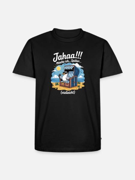 Jahaa mache ich spaeter vielleicht Moewe - Männer Premium Bio T-Shirt - Schwarz