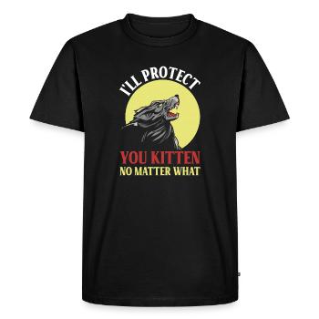 Protective wolf for kittens - Men's Premium Organic T-Shirt - black - Front - Nico (187cm)