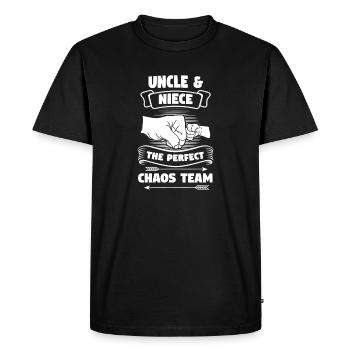 Équipe du Chaos Oncle Nièce - T-shirt Premium bio Homme - noir - Devant - Nico (187cm)