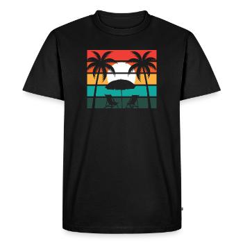 Palmier de plage et soleil - T-shirt Premium bio Homme - noir - Devant - Nico (187cm)