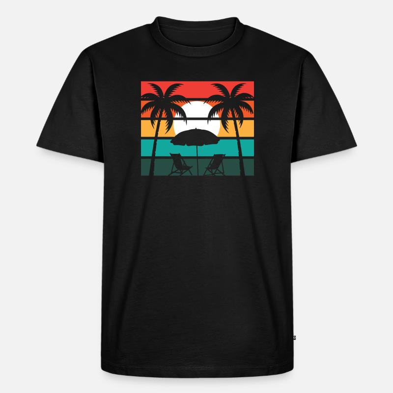 Beach palm and sun - Männer Premium Bio T-Shirt - Schwarz