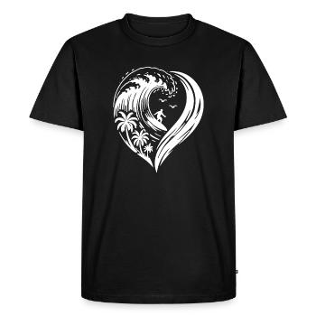 Heart Surfer Waves Ocean Love - Men's Premium Organic T-Shirt - black - Front - Nico (187cm)