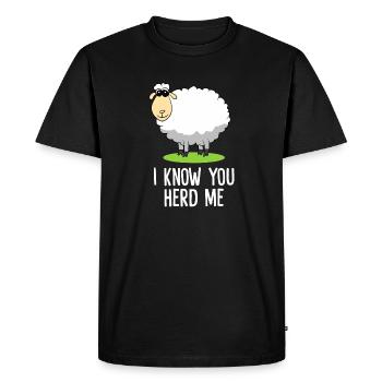 I Know You Herd Me Sheep Pun - Men's Premium Organic T-Shirt - black - Front - Nico (187cm)