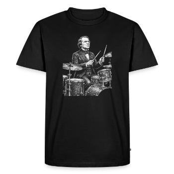 Andrew Johnson joue de la batterie - T-shirt Premium bio Homme - noir - Devant - Nico (187cm)