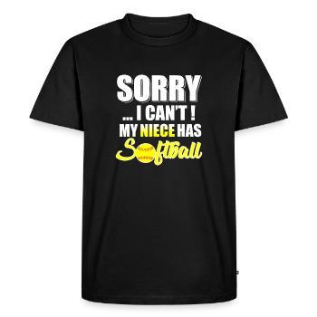 Ma nièce a du softball – désolé, je ne peux pas - T-shirt Premium bio Homme - noir - Devant - Nico (187cm)