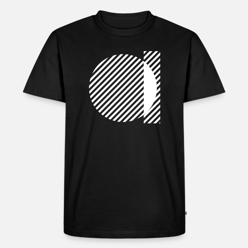 Geometric Stripe Circles Monochrome Pattern - Men's Premium Organic T-Shirt - black