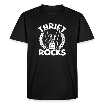 Thrift Shop Thrift Rocks Love Thrifting - Men's Premium Organic T-Shirt - black - Front - Nico (187cm)