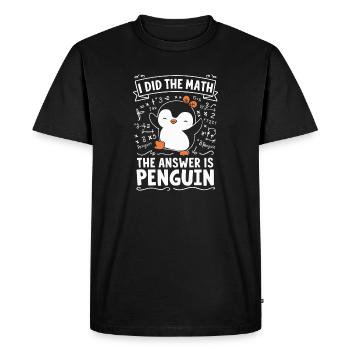 Math Penguin : La réponse est Penguin - T-shirt Premium bio Homme - noir - Devant - Nico (187cm)