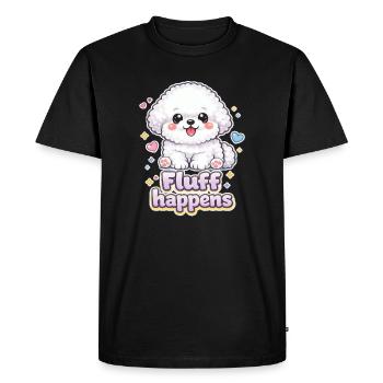Le fluff arrive – design de chien kawaii Bichon - T-shirt Premium bio Homme - noir - Devant - Nico (187cm)