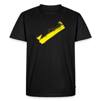 Bande style pinceau - Jaune diagonale - T-shirt Premium bio Homme - noir - Devant - Nico (187cm)