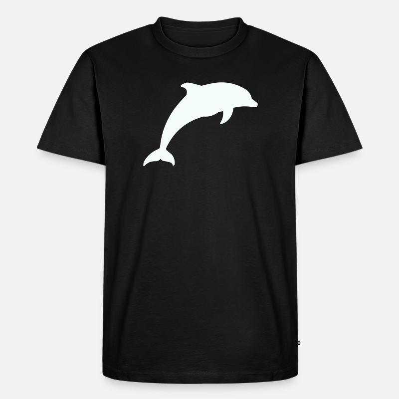 Leuchtender Delfin Silhouette - Männer Premium Bio T-Shirt - Schwarz