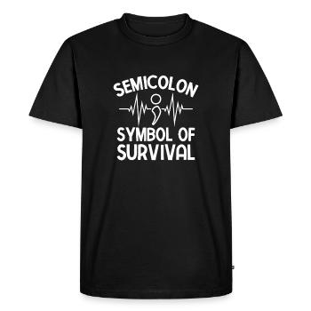 Point-virgule : Symbole de survie Point-virgule - T-shirt Premium bio Homme - noir - Devant - Nico (187cm)