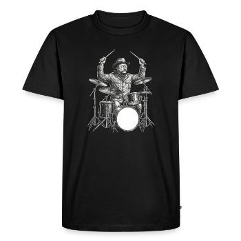 Theodore Roosevelt joue de la batterie - T-shirt Premium bio Homme - noir - Devant - Nico (187cm)