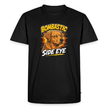 Bombastic Side Eye Dog - Men's Premium Organic T-Shirt - black - Front - Nico (187cm)