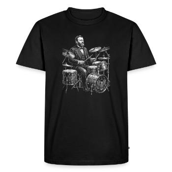 Ulysses S. Grant plays drums - Men's Premium Organic T-Shirt - black - Front - Nico (187cm)