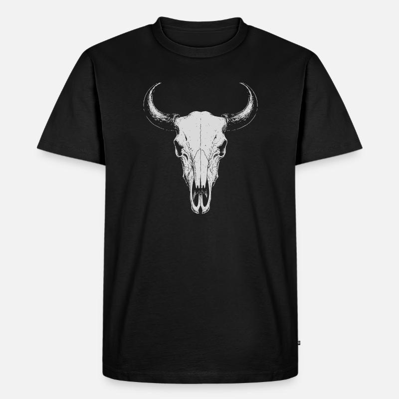 Bull Skull Horns - Männer Premium Bio T-Shirt - Schwarz