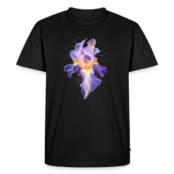 Glowing Iris Blossom Abstract Floral Motif - Men's Premium Organic T-Shirt - black - Front - Nico (187cm)