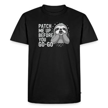 Patch Me Up Cyber Security Sloth - Men's Premium Organic T-Shirt - black - Front - Nico (187cm)