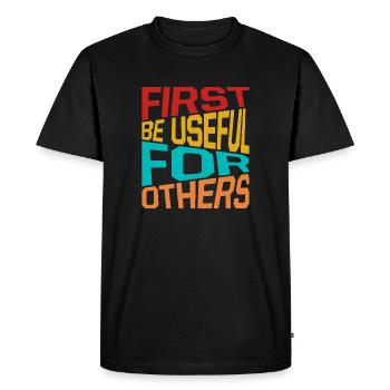 Citation d’un travailleur social d’abord : être utile aux autres - T-shirt Premium bio Homme - noir - Devant - Nico (187cm)