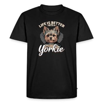 Yorkshire Terrier Yorkshire Race de chien Yorkshire - T-shirt Premium bio Homme - noir - Devant - Nico (187cm)