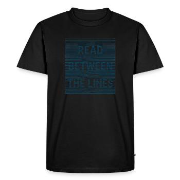 read between - Men's Premium Organic T-Shirt - black - Front - Nico (187cm)