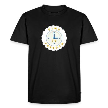 Le temps est la liberté - T-shirt Premium bio Homme - noir - Devant - Nico (187cm)