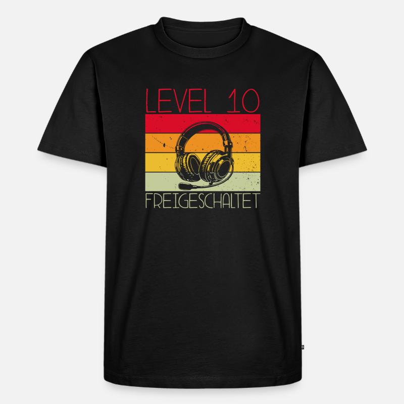 Level 10 Freigeschaltet Gaming - Männer Premium Bio T-Shirt - Schwarz