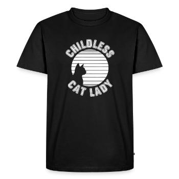 Silhouette de chat Emblème du coucher de soleil - T-shirt Premium bio Homme - noir - Devant - Nico (187cm)