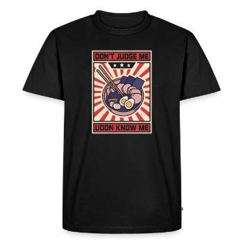 Ne me juge pas, les udon me connaissent - T-shirt Premium bio Homme - noir - Devant - Nico (187cm)