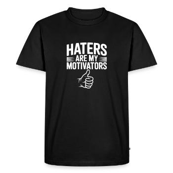 Les haineux sont mes motivations - T-shirt Premium bio Homme - noir - Devant - Nico (187cm)