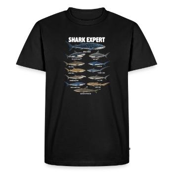 Expert en requins Humour en biologie marine océanique - T-shirt Premium bio Homme - noir - Devant - Nico (187cm)