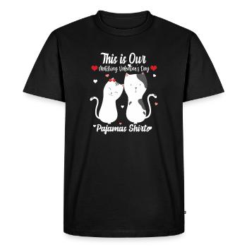 Valentine Cat Couple Pajama Shirts - Men's Premium Organic T-Shirt - black - Front - Nico (187cm)
