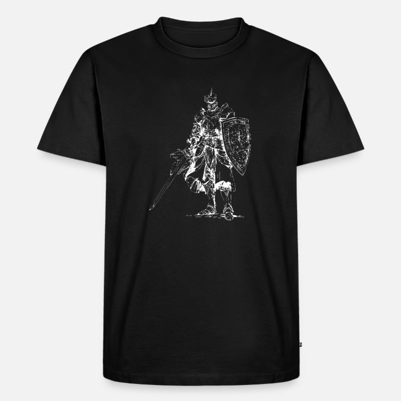 Heraldischer Ritter mit Schild - Männer Premium Bio T-Shirt - Schwarz