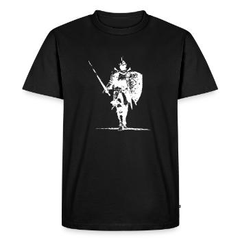 Silhouette de chevalier avec bouclier et lance - T-shirt Premium bio Homme - noir - Devant - Nico (187cm)