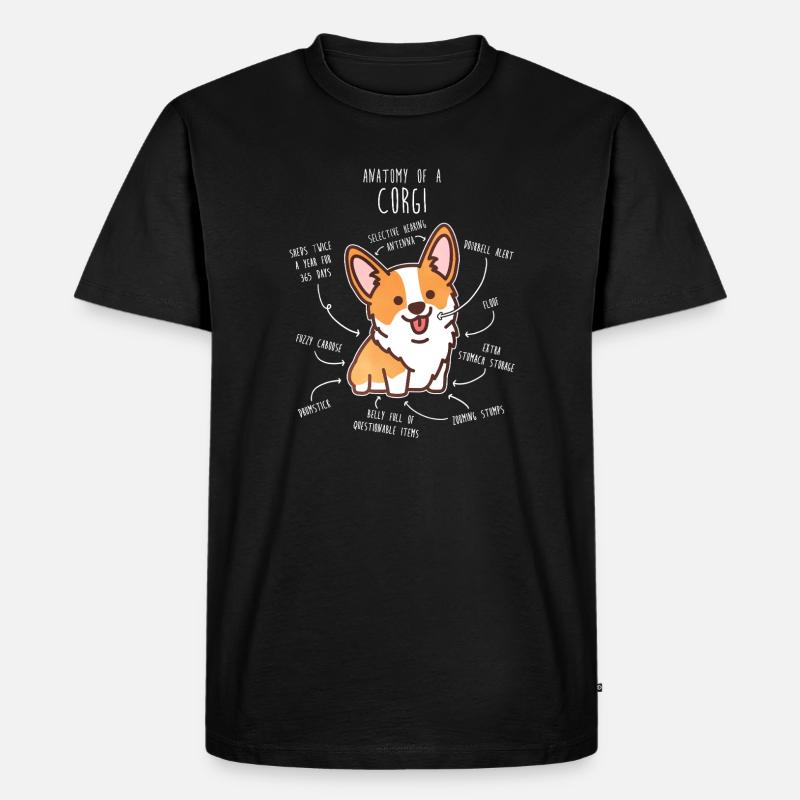 Corgi-Hundeanatomie - Männer Premium Bio T-Shirt - Schwarz